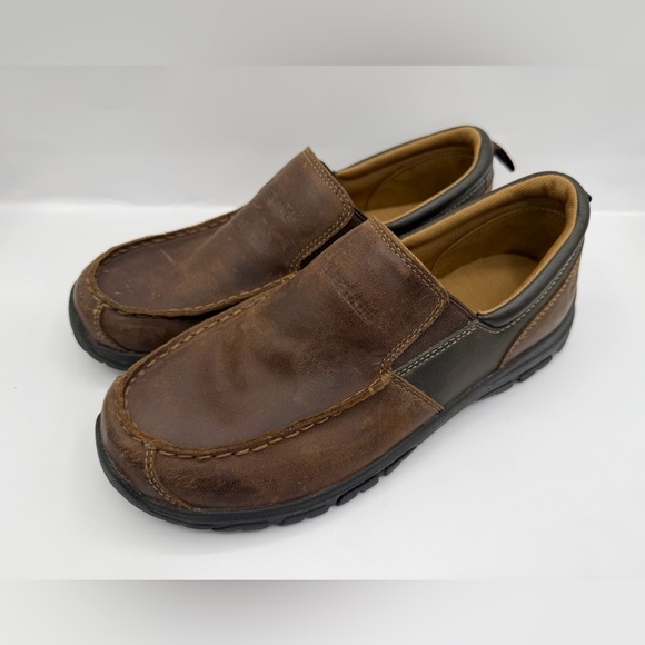 Timberland Boy, Dark Brown Leather Moc Toe Slip-Ons Loafer Shoes Size 6 - Picture 5 of 13